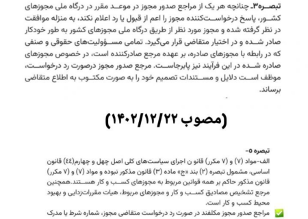 هشدار درگاه ملی مجوزها به روسای اتحادیه و اتاق اصناف شهرستانها